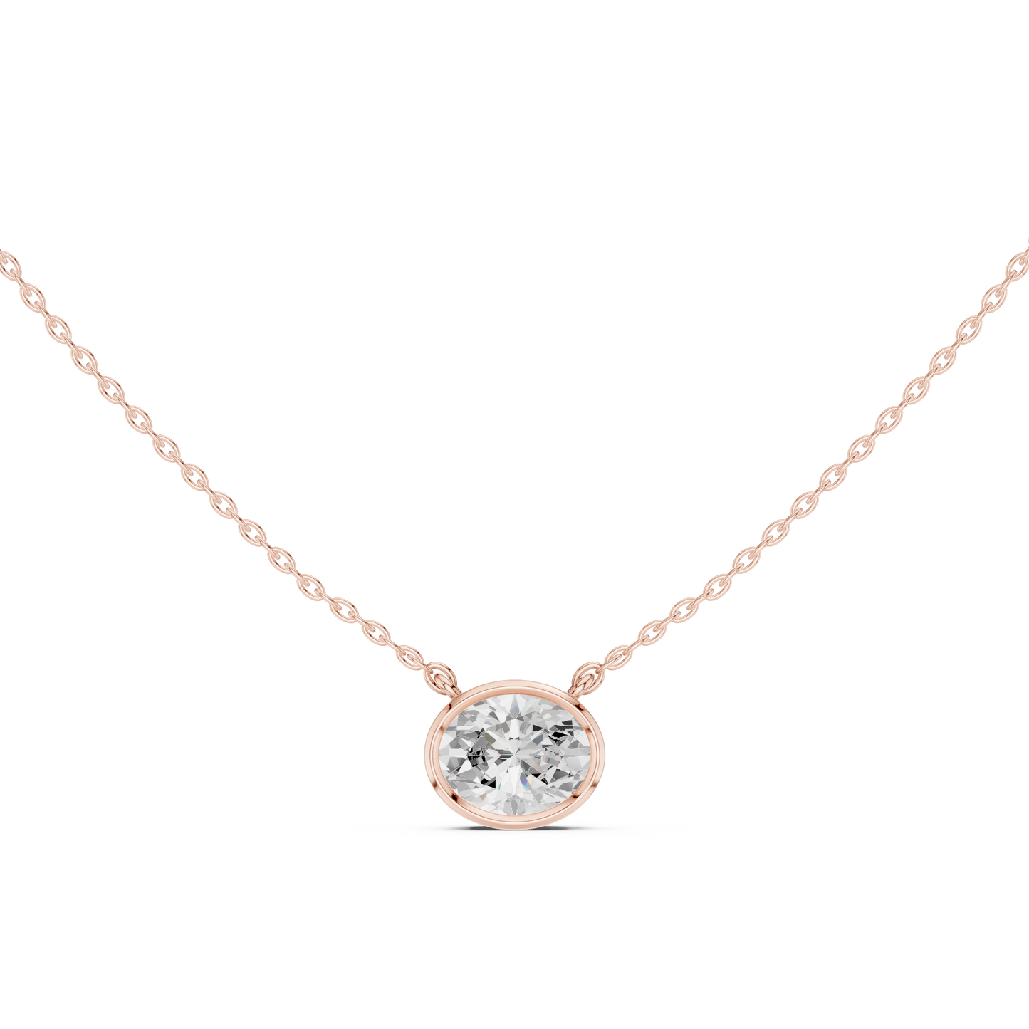 2.50 CT Oval Cut Lab Grown Diamond 18k Solid Rose Gold Ethical Pendant - HIGHCARAT DIAMONDS