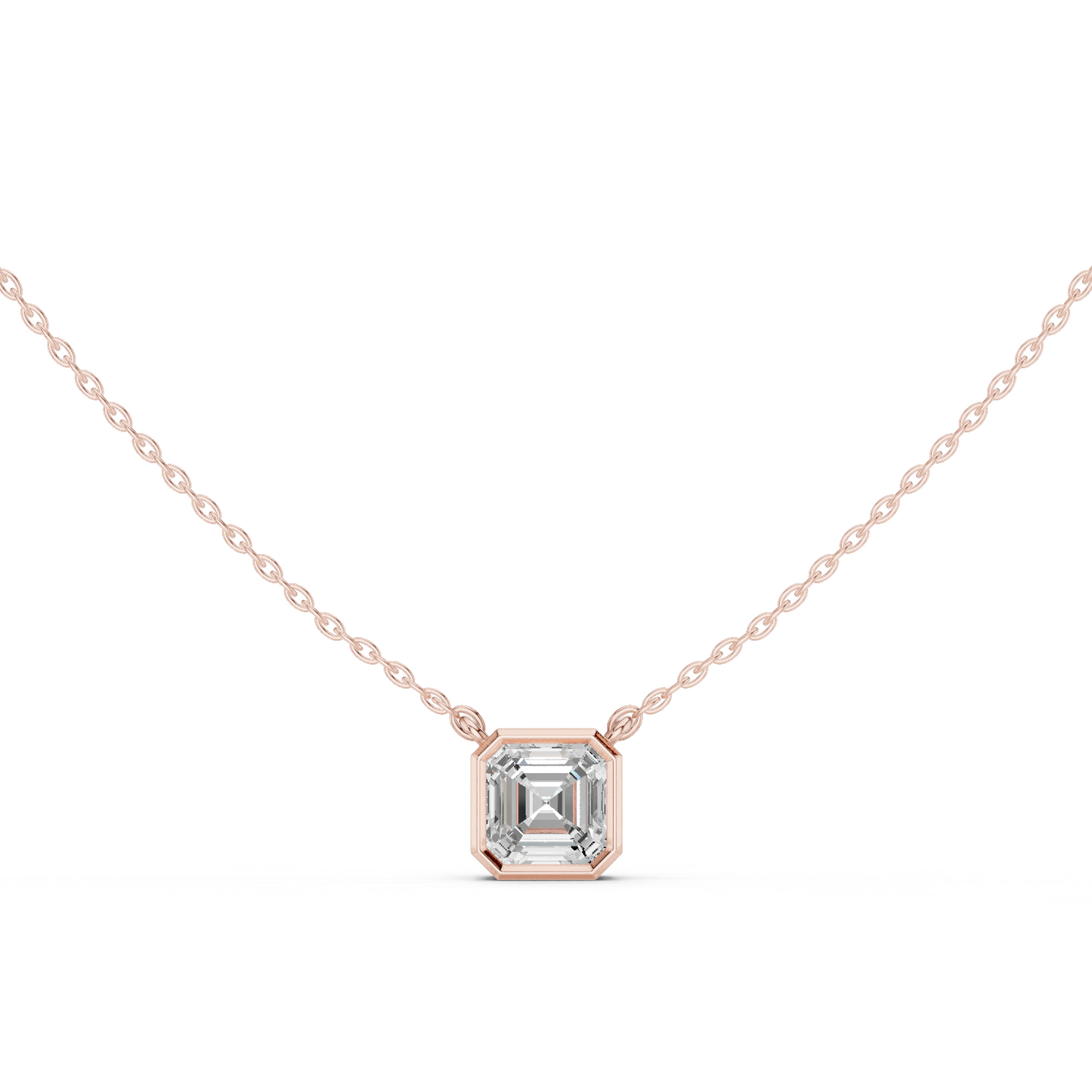 2.50CT Asscher Cut Lab Grown Diamond Vintage Bezel Set Pendant For Her - HIGHCARAT DIAMONDS