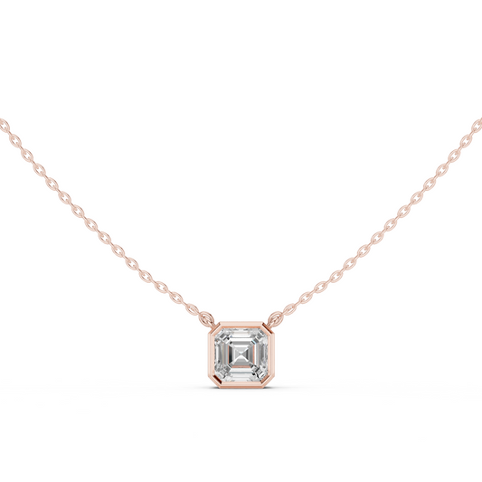 2.50CT Asscher Cut Lab Grown Diamond Vintage Bezel Set Pendant For Her - HIGHCARAT DIAMONDS