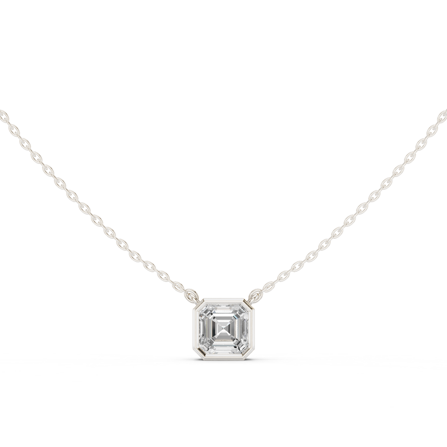 2.50CT Asscher Cut Lab Grown Diamond Vintage Bezel Set Pendant For Her - HIGHCARAT DIAMONDS