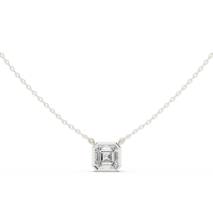 2.50CT Asscher Cut Lab Grown Diamond Vintage Bezel Set Pendant For Her - HIGHCARAT DIAMONDS