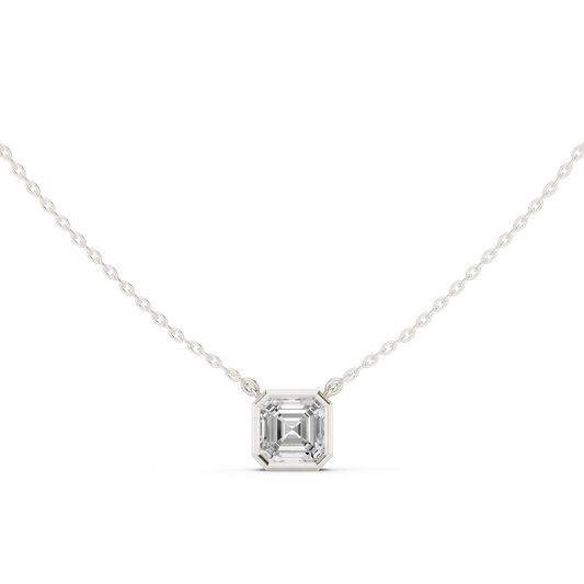 2.50CT Asscher Cut Lab Grown Diamond Vintage Bezel Set Pendant For Her - HIGHCARAT DIAMONDS