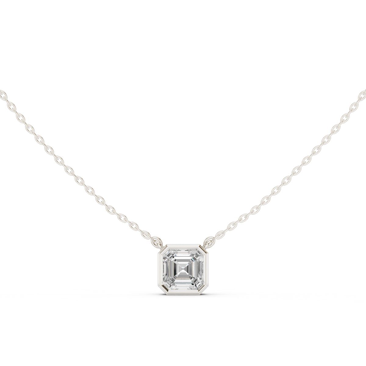2.50CT Asscher Cut Lab Grown Diamond Vintage Bezel Set Pendant For Her - HIGHCARAT DIAMONDS