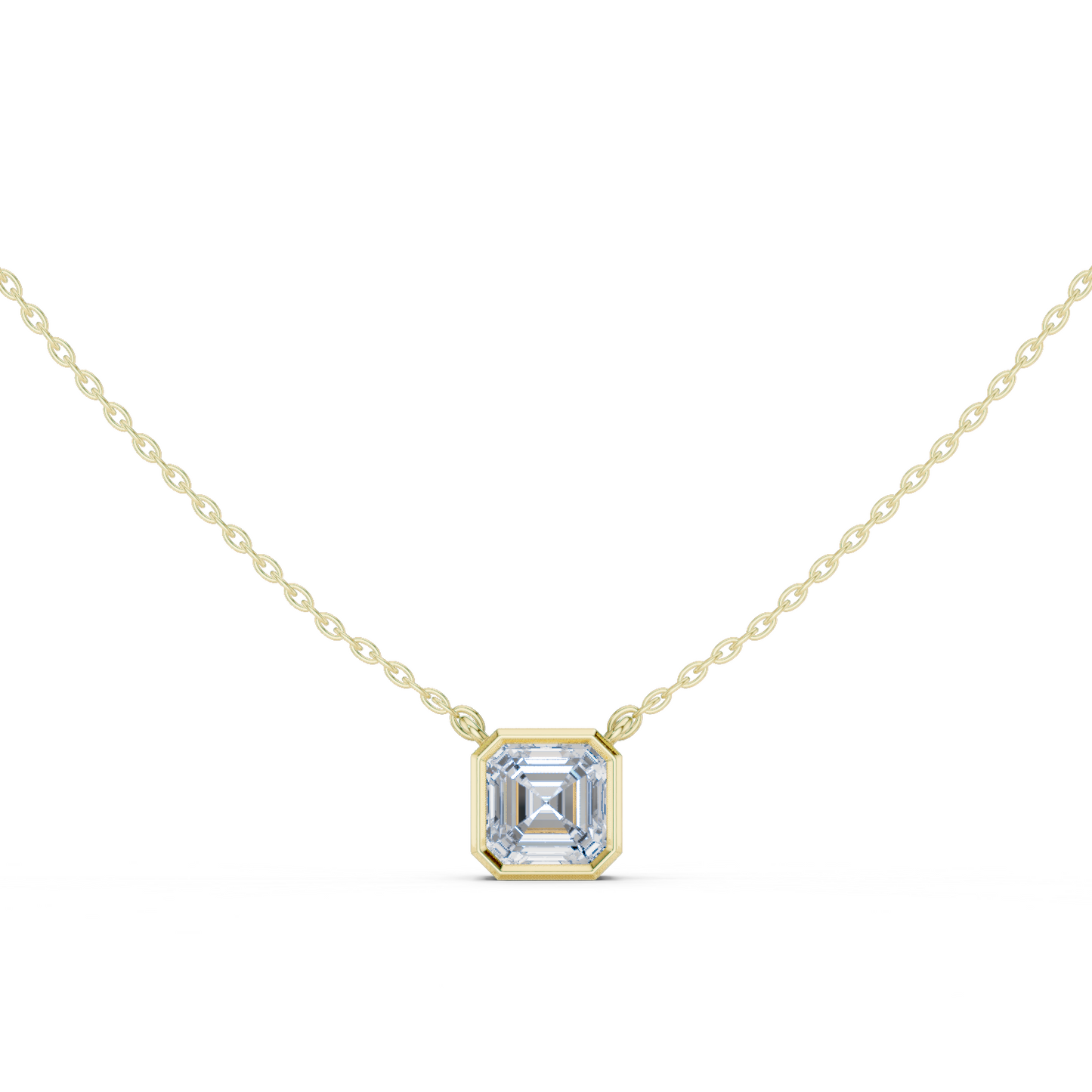 2.50CT Asscher Cut Lab Grown Diamond Vintage Bezel Set Pendant For Her - HIGHCARAT DIAMONDS
