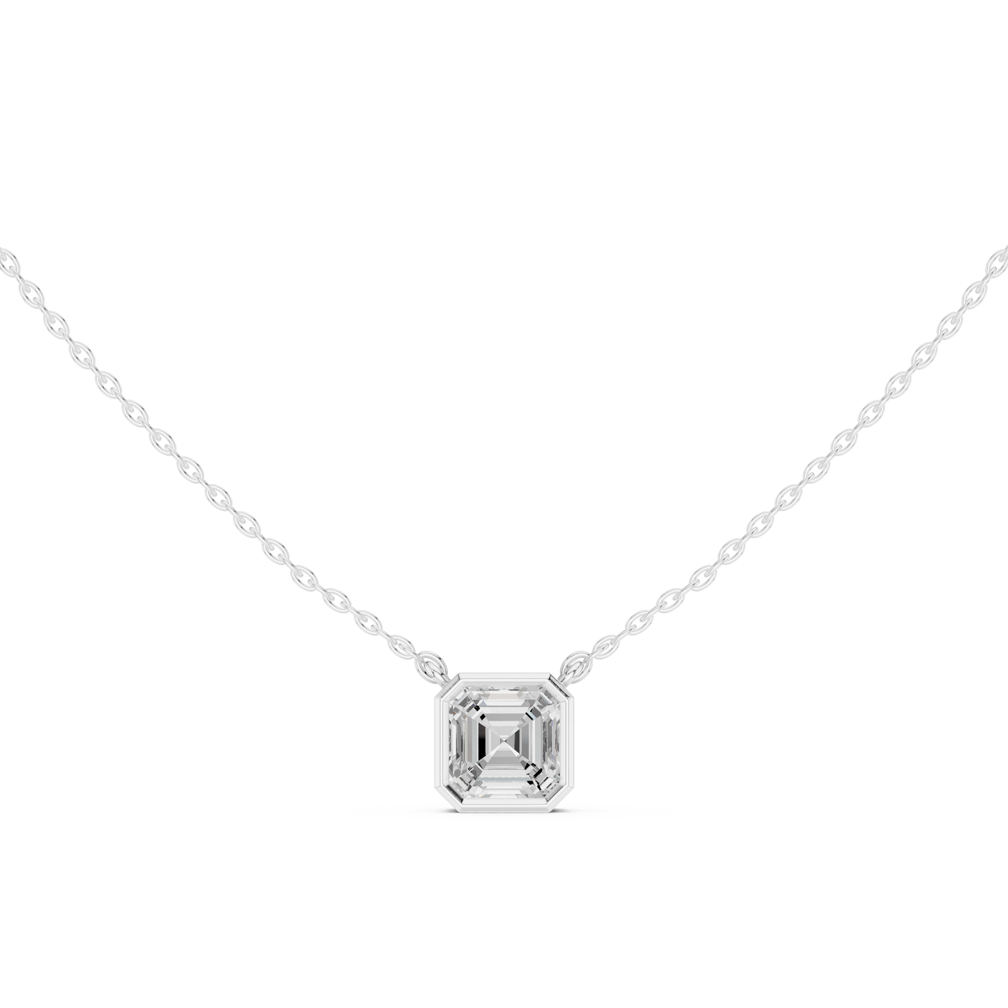 2.50CT Asscher Cut Lab Grown Diamond Vintage Bezel Set Pendant For Her - HIGHCARAT DIAMONDS