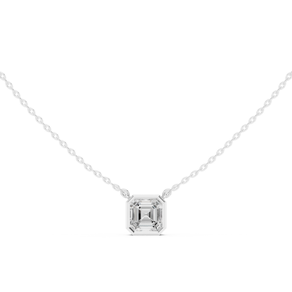 2.50CT Asscher Cut Lab Grown Diamond Vintage Bezel Set Pendant For Her - HIGHCARAT DIAMONDS