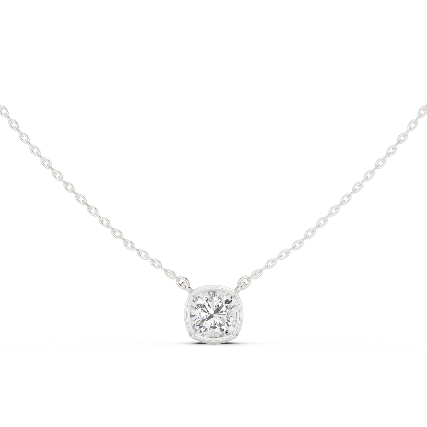 2.50CT Cushion Cut Lab Grown Diamond Bezel Set Solitaire Daily Wear Pendant - HIGHCARAT DIAMONDS
