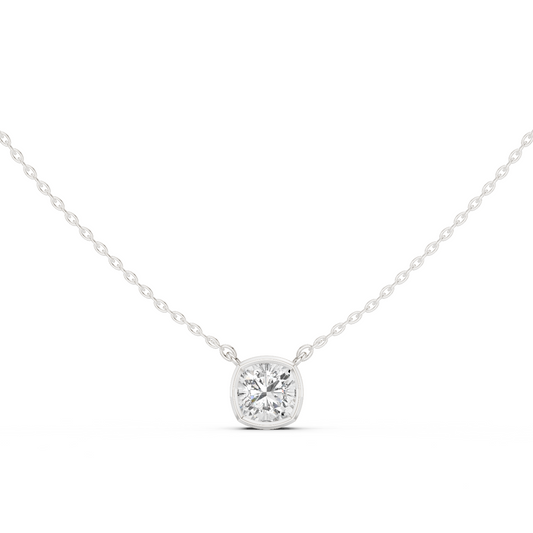 2.50CT Cushion Cut Lab Grown Diamond Bezel Set Solitaire Daily Wear Pendant - HIGHCARAT DIAMONDS