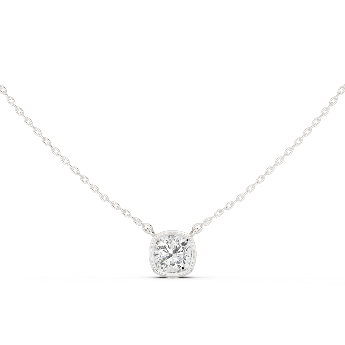2.50CT Cushion Cut Lab Grown Diamond Bezel Set Solitaire Daily Wear Pendant - HIGHCARAT DIAMONDS