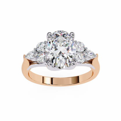 2.51 CT Antique Oval, Round And Marquise Cut Lab Grown Diamond Elegant Ring