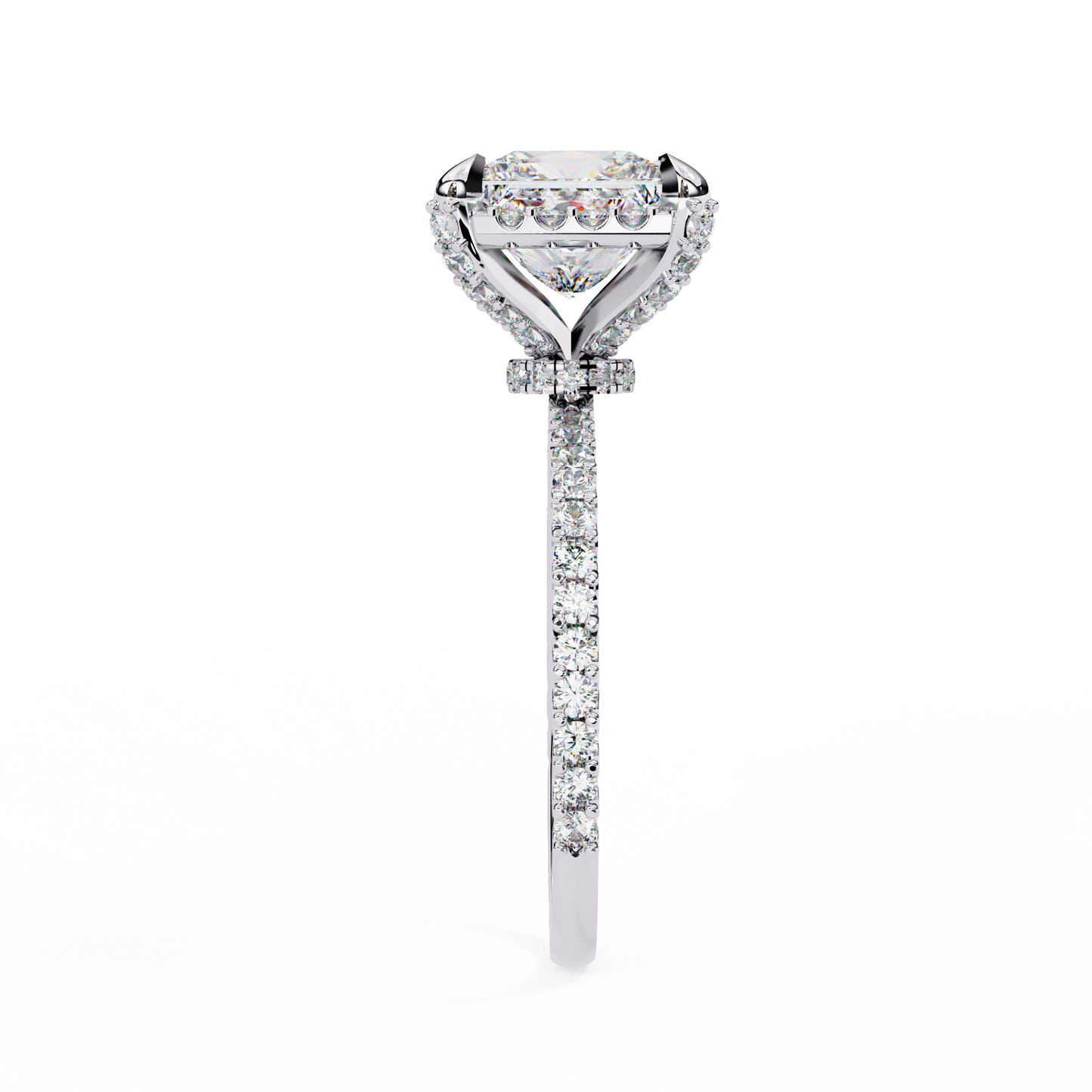 2.52 CT Antique Round And Princess Cut lab grown Diamond hidden Halo Ring Top Grade Diamond Promise Ring