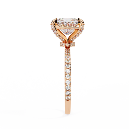 2.52 CT Antique Round And Princess Cut lab grown Diamond hidden Halo Ring Top Grade Diamond Promise Ring