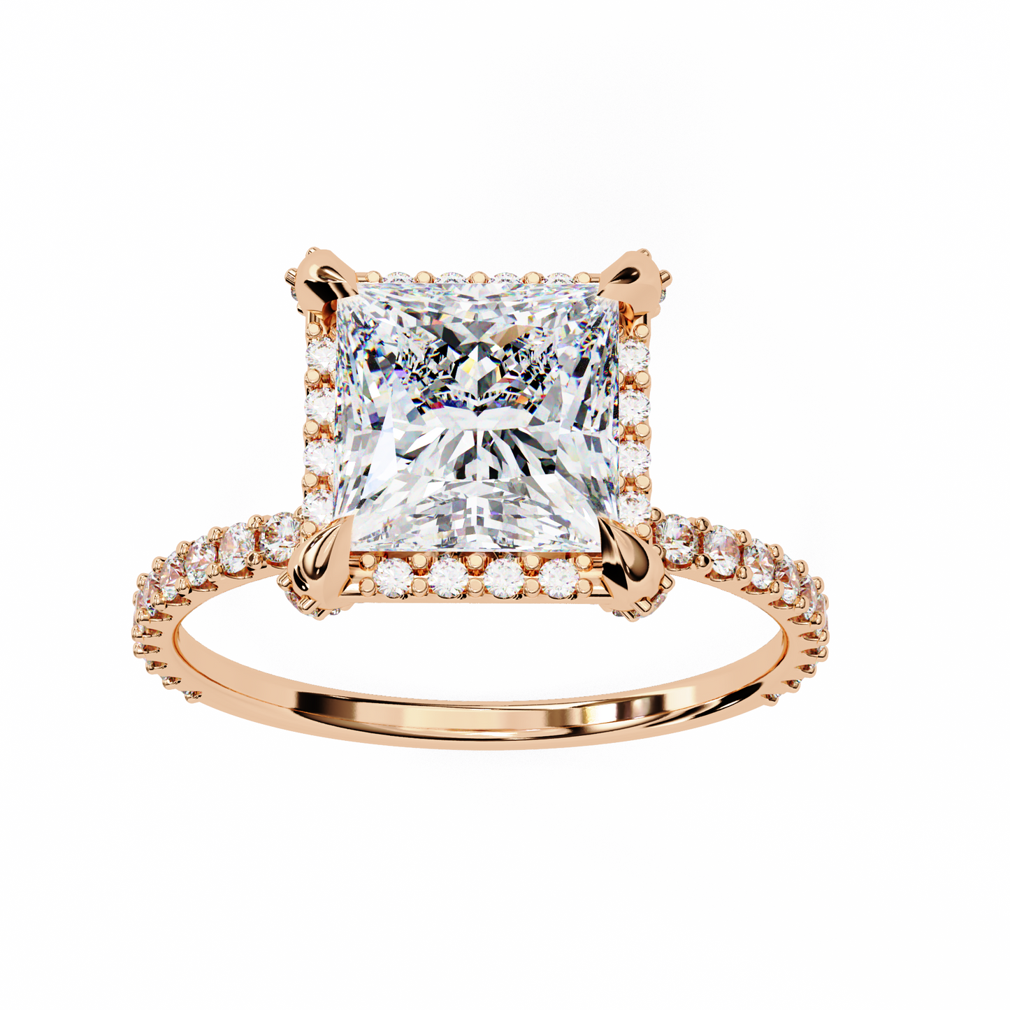 2.52 CT Antique Round And Princess Cut lab grown Diamond hidden Halo Ring Top Grade Diamond Promise Ring