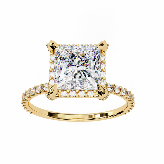 2.52 CT Antique Round And Princess Cut lab grown Diamond hidden Halo Ring Top Grade Diamond Promise Ring - HIGHCARAT DIAMONDS