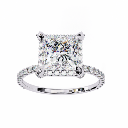 2.52 CT Antique Round And Princess Cut lab grown Diamond hidden Halo Ring Top Grade Diamond Promise Ring