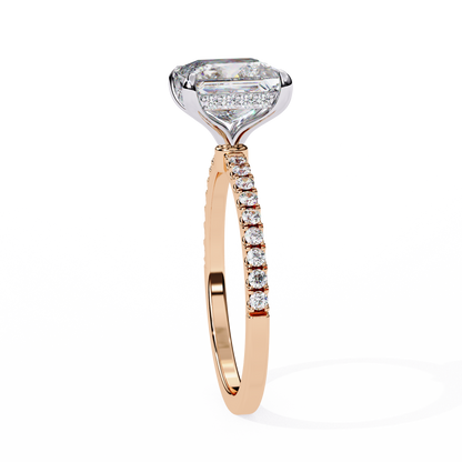 2.54 CT Dainty Princess And Round Cut diamond  14 k solid Gold  Halo Dainty  Engagement Ring