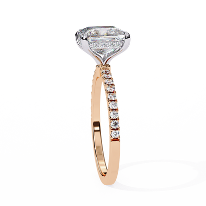 2.54 CT Dainty Princess And Round Cut diamond  14 k solid Gold  Halo Dainty  Engagement Ring - HIGHCARAT DIAMONDS
