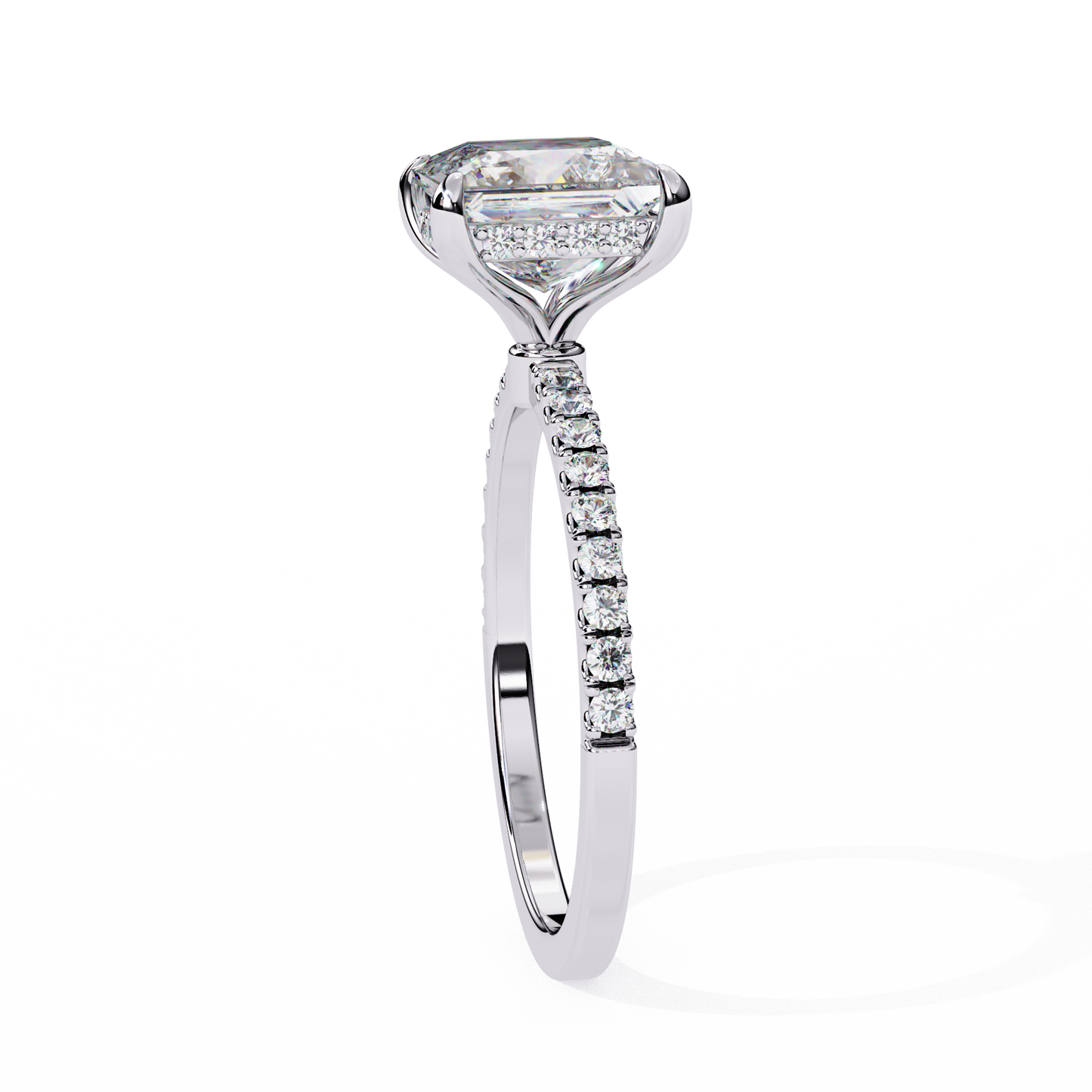 2.54 CT Dainty Princess And Round Cut diamond  14 k solid Gold  Halo Dainty  Engagement Ring - HIGHCARAT DIAMONDS