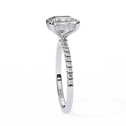 2.54 CT Dainty Princess And Round Cut diamond  14 k solid Gold  Halo Dainty  Engagement Ring - HIGHCARAT DIAMONDS