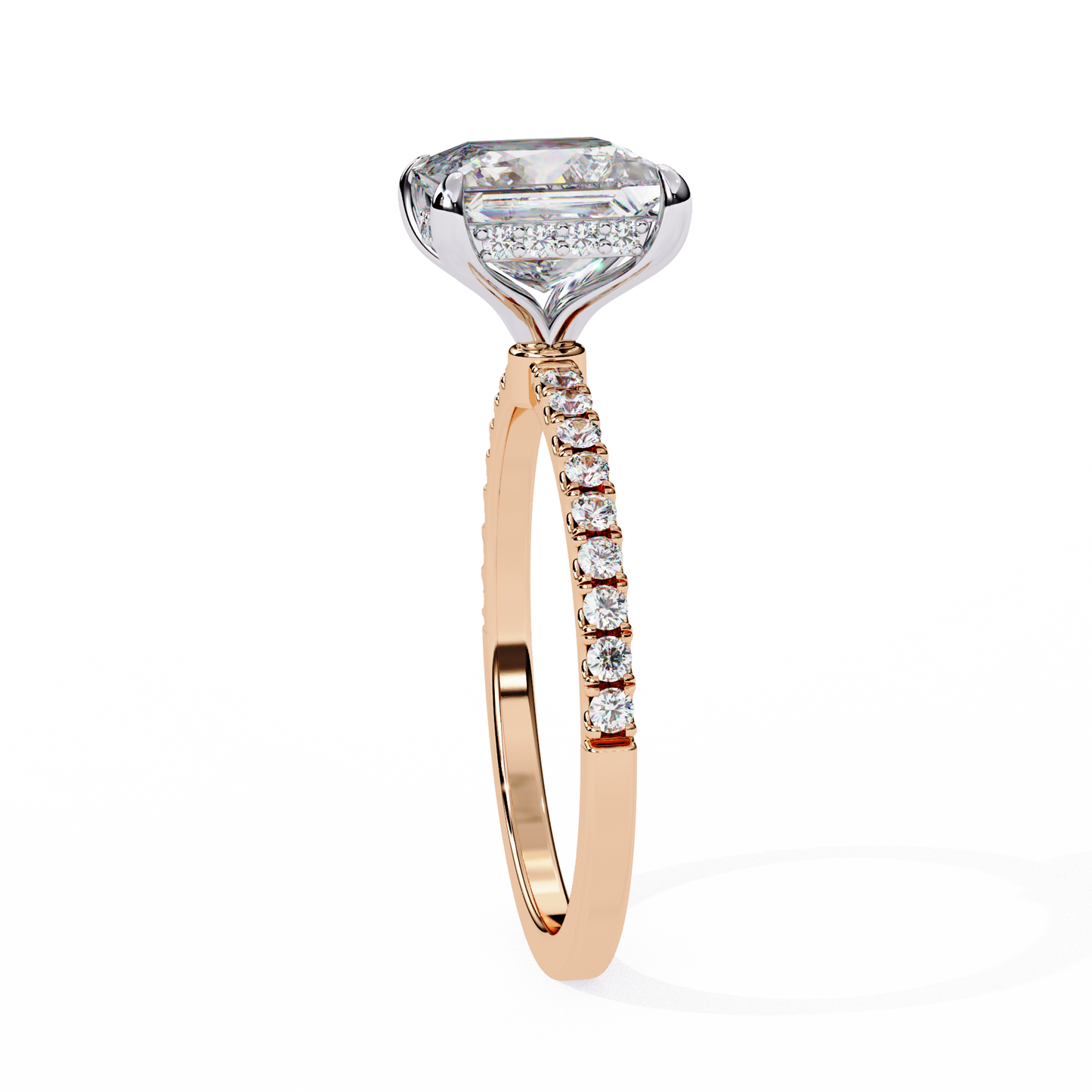 2.54 CT Dainty Princess And Round Cut diamond  14 k solid Gold  Halo Dainty  Engagement Ring - HIGHCARAT DIAMONDS