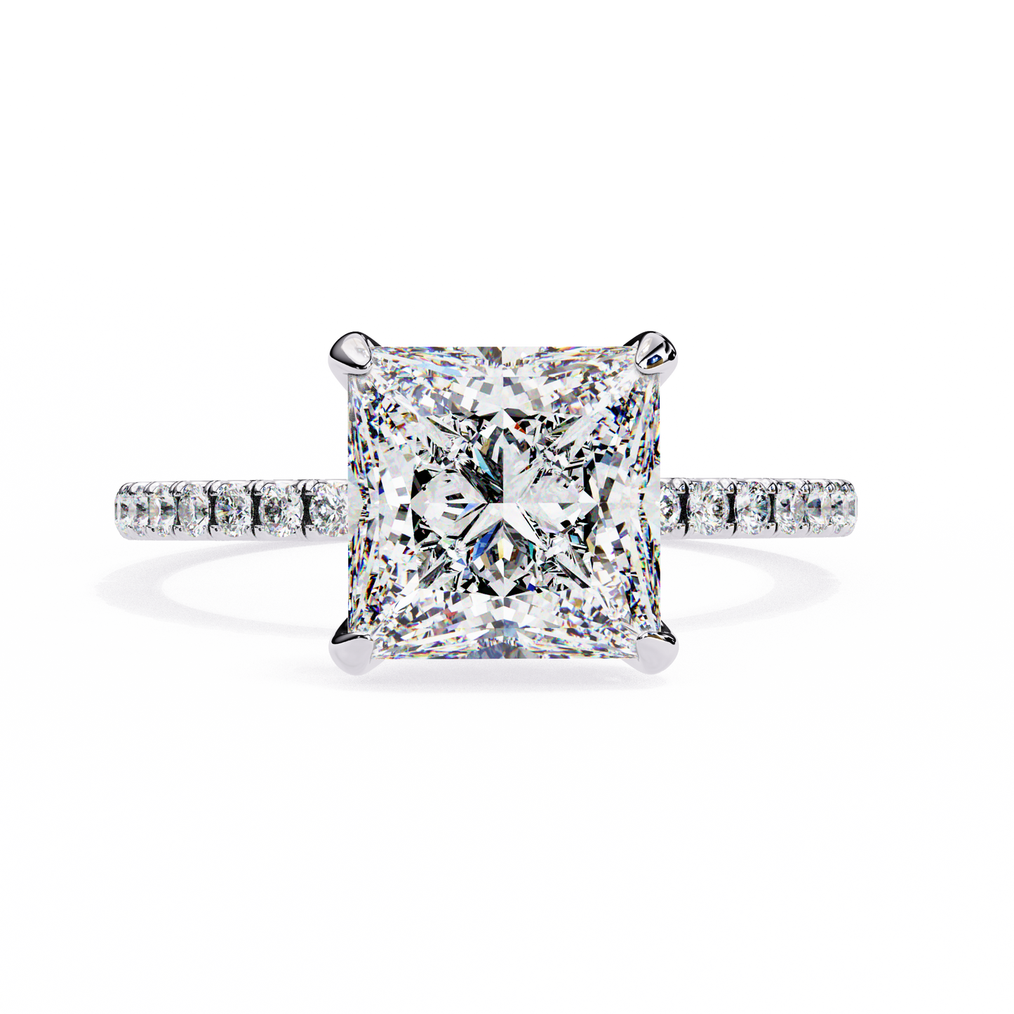 2.54 CT Dainty Princess And Round Cut diamond  14 k solid Gold  Halo Dainty  Engagement Ring - HIGHCARAT DIAMONDS