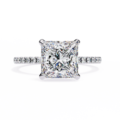 2.54 CT Dainty Princess And Round Cut diamond  14 k solid Gold  Halo Dainty  Engagement Ring - HIGHCARAT DIAMONDS