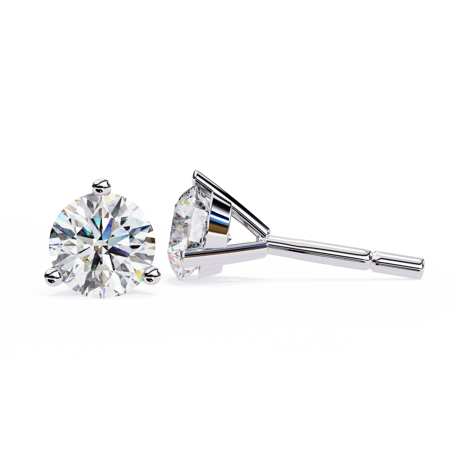 Vintage 2.57CTRound Cut Diamond 3 Prong Set Delicate Elegance Dainty Cluster Stud Earring For Her - HIGHCARAT DIAMONDS