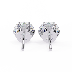 Round Cut Lab Grown Diamond 6 Prong Earrings Top View