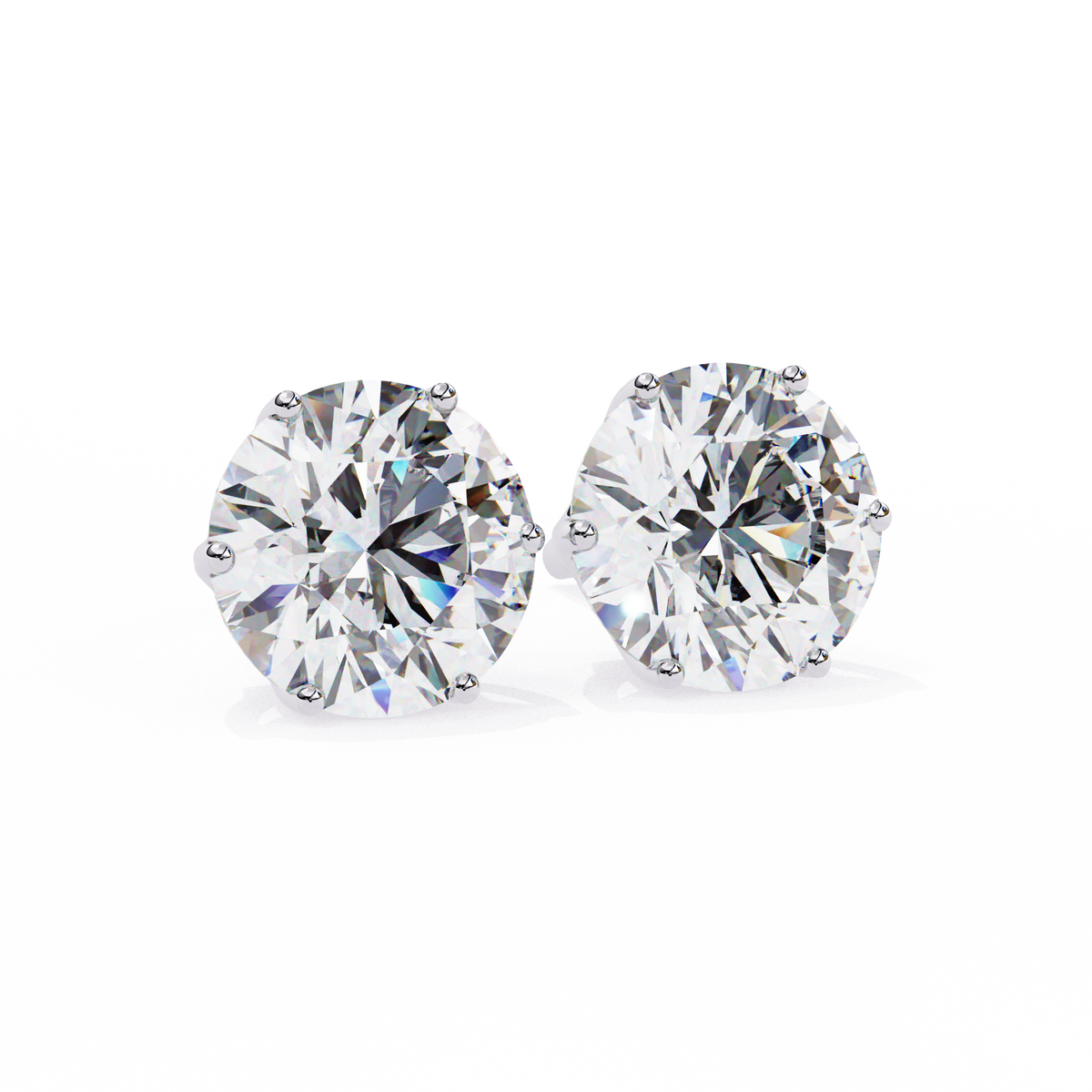 2.57Ct Round Cut Diamond 6 Prong Set 14k Solid White Gold Statement Dainty Prefect Stud Earring Gift For Women's - HIGHCARAT DIAMONDS