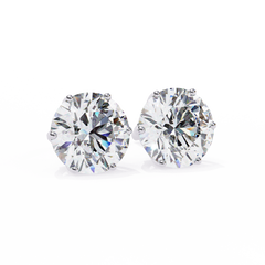 2.57Ct Round Cut Diamond 6 Prong Set 14k Solid White Gold Statement Dainty Prefect Stud Earring Gift For Women's - HIGHCARAT DIAMONDS