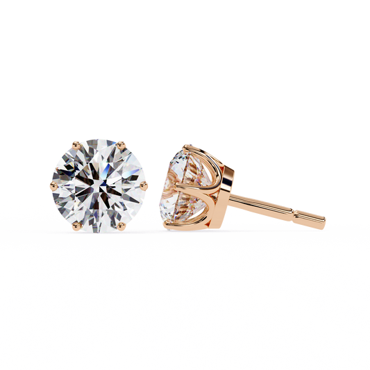 2.57Ct Round Cut Diamond 6 Prong Set 14k Solid White Gold Statement Dainty Prefect Stud Earring Gift For Women's - HIGHCARAT DIAMONDS
