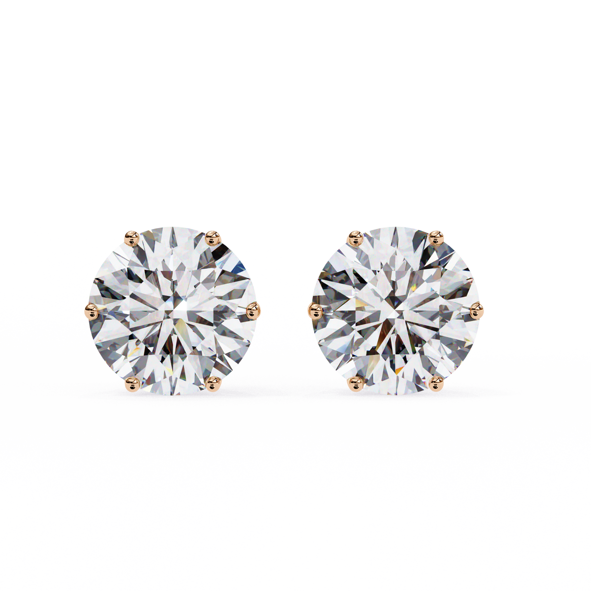 2.57Ct Round Cut Diamond 6 Prong Set 14k Solid White Gold Statement Dainty Prefect Stud Earring Gift For Women's - HIGHCARAT DIAMONDS