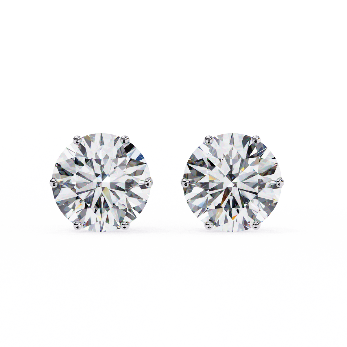 2.57Ct Round Cut Diamond 6 Prong Set 14k Solid White Gold Statement Dainty Prefect Stud Earring Gift For Women's - HIGHCARAT DIAMONDS
