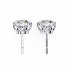 2.57Ct Round Cut Diamond 6 Prong Set 14k Solid White Gold Statement Dainty Prefect Stud Earring Gift For Women's - HIGHCARAT DIAMONDS