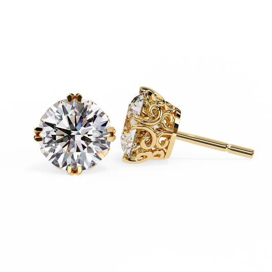 2.57Ct Round Cut Top Grade Diamond Double Prong Set Cluster Delicate Stacking Dainty Stud Earring - HIGHCARAT DIAMONDS