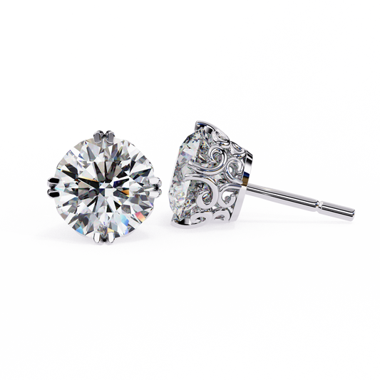 2.57Ct Round Cut Top Grade Diamond Double Prong Set Cluster Delicate Stacking Dainty Stud Earring - HIGHCARAT DIAMONDS