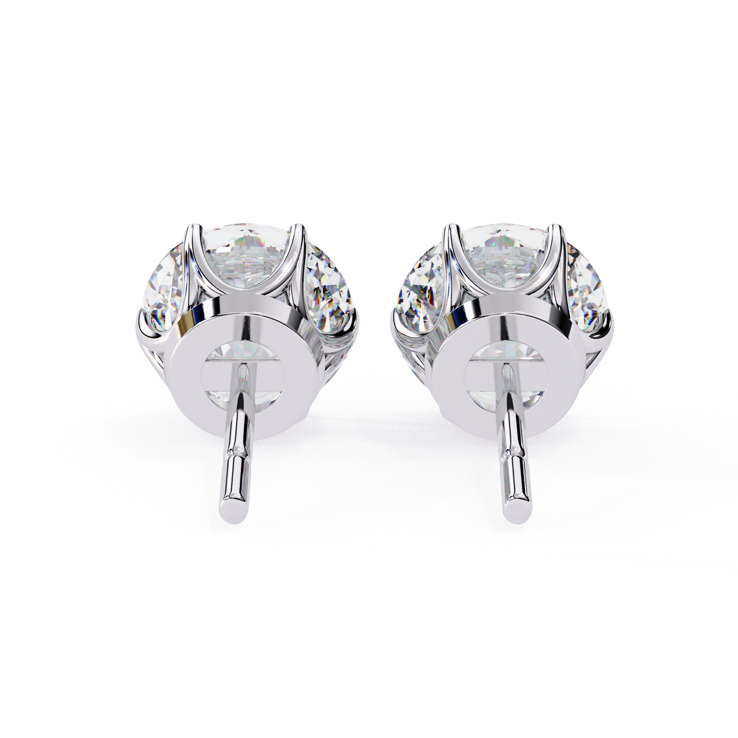 2.57Ct Round Cut Diamond 6 Prong Set 14k Solid White Gold Statement Dainty Prefect Stud Earring Gift For Women's - HIGHCARAT DIAMONDS