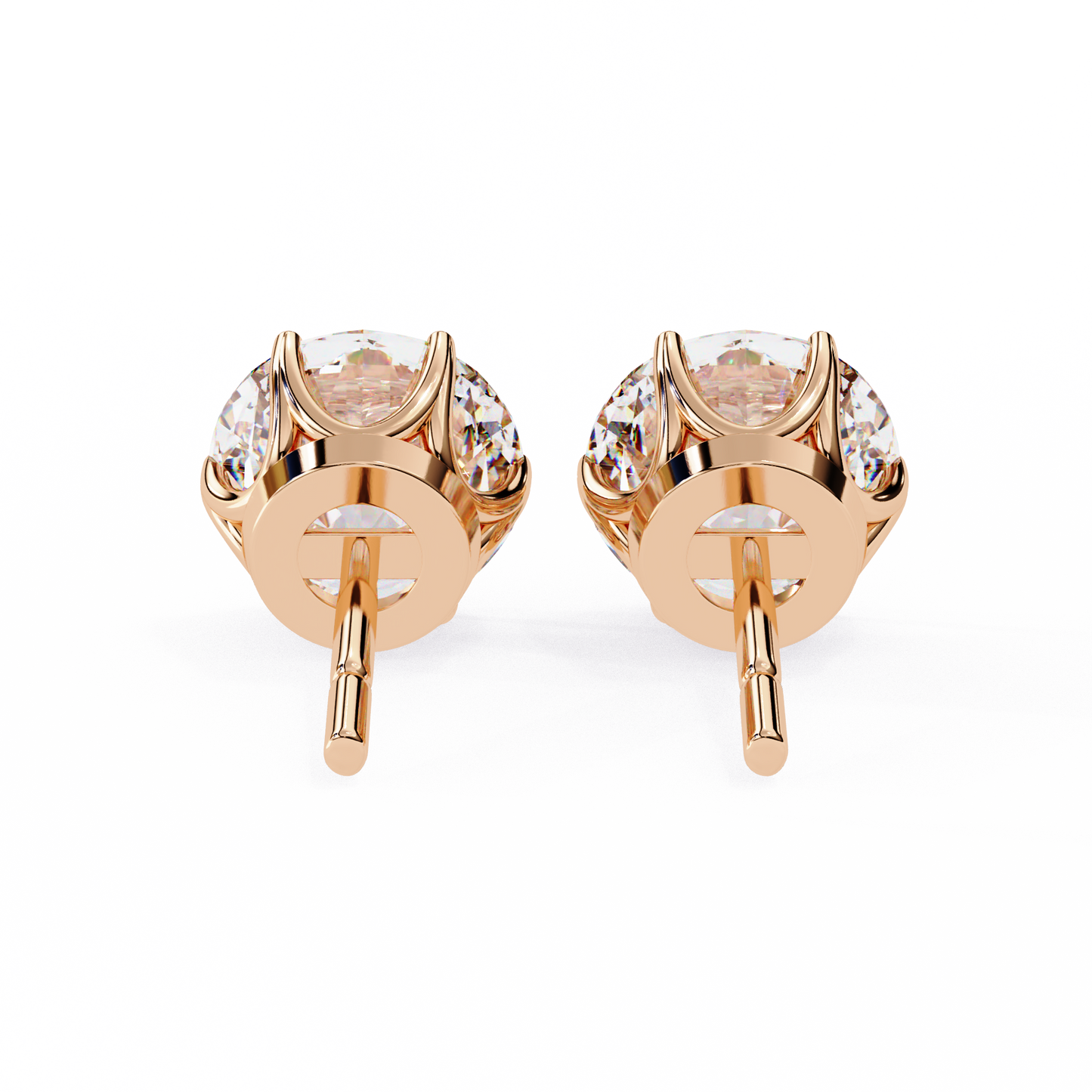 2.57Ct Round Cut Diamond 6 Prong Set 14k Solid White Gold Statement Dainty Prefect Stud Earring Gift For Women's - HIGHCARAT DIAMONDS