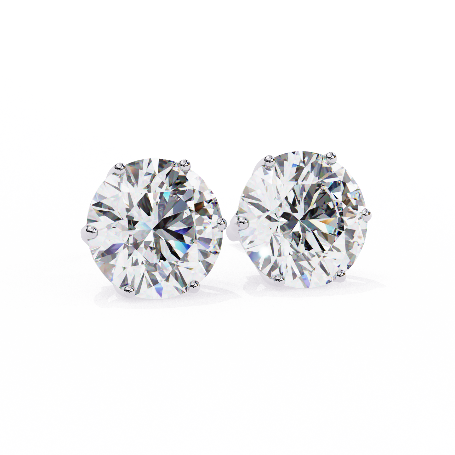 2.57Ct Round Cut Diamond 6 Prong Set 14k Solid White Gold Statement Dainty Prefect Stud Earring Gift For Women's - HIGHCARAT DIAMONDS