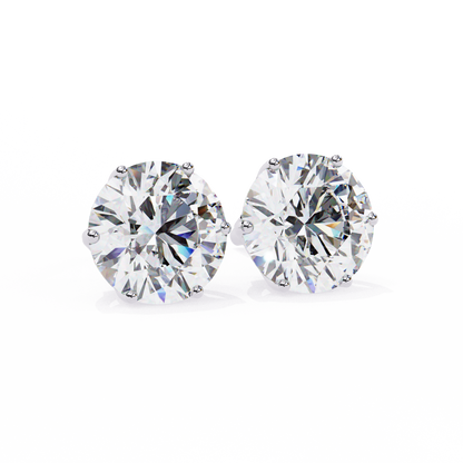 2.57Ct Round Cut Diamond 6 Prong Set 14k Solid White Gold Statement Dainty Prefect Stud Earring Gift For Women's - HIGHCARAT DIAMONDS