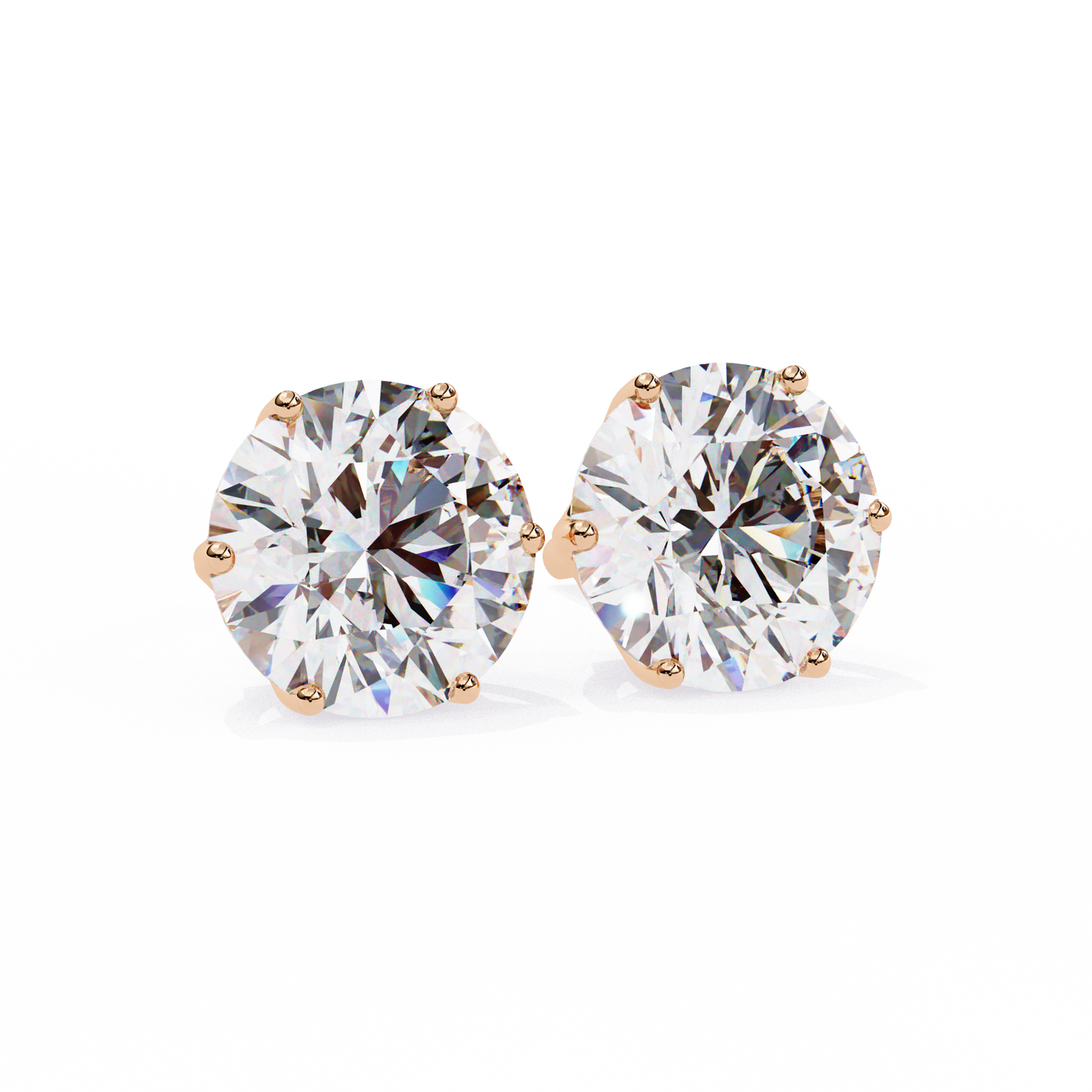 2.57Ct Round Cut Diamond 6 Prong Set 14k Solid White Gold Statement Dainty Prefect Stud Earring Gift For Women's - HIGHCARAT DIAMONDS