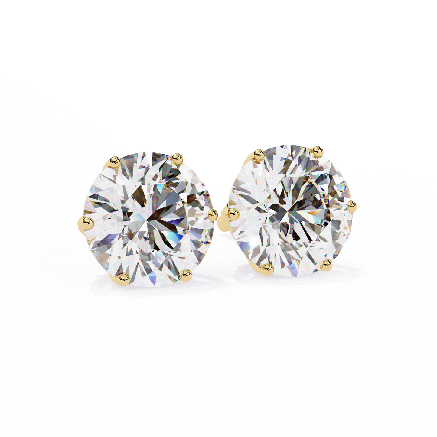 2.57Ct Round Cut Diamond 6 Prong Set 14k Solid White Gold Statement Dainty Prefect Stud Earring Gift For Women's - HIGHCARAT DIAMONDS
