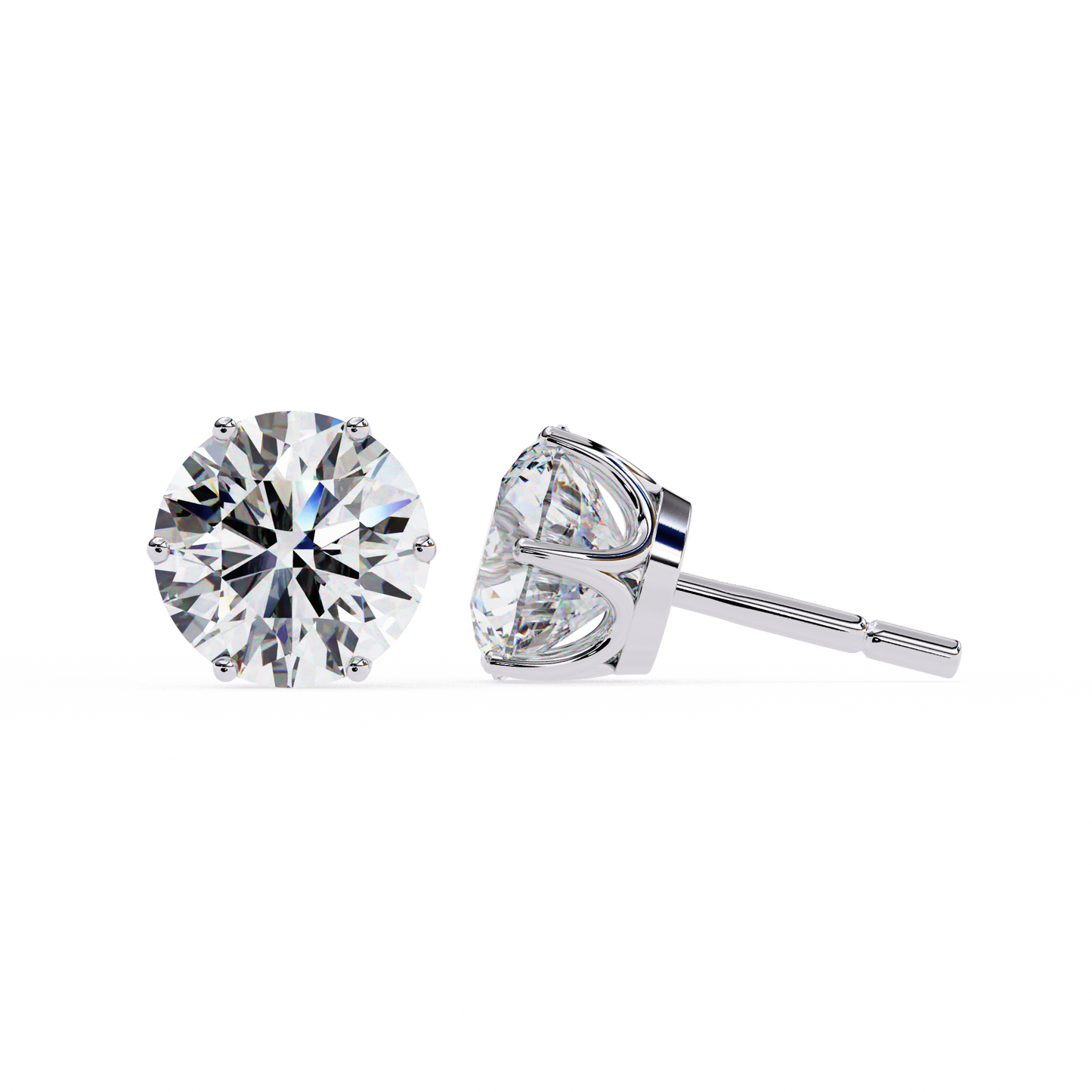 2.57Ct Round Cut Diamond 6 Prong Set 14k Solid White Gold Statement Dainty Prefect Stud Earring Gift For Women's - HIGHCARAT DIAMONDS