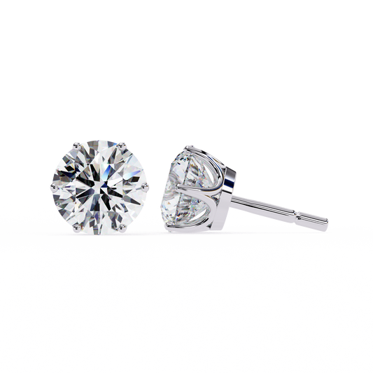 2.57Ct Round Cut Diamond 6 Prong Set 14k Solid White Gold Statement Dainty Prefect Stud Earring Gift For Women's - HIGHCARAT DIAMONDS