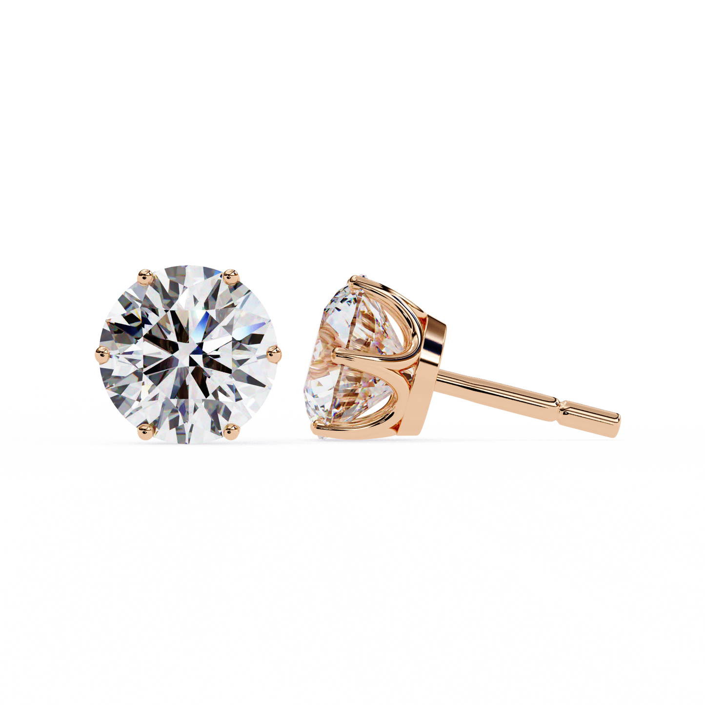 2.57Ct Round Cut Diamond 6 Prong Set 14k Solid White Gold Statement Dainty Prefect Stud Earring Gift For Women's - HIGHCARAT DIAMONDS
