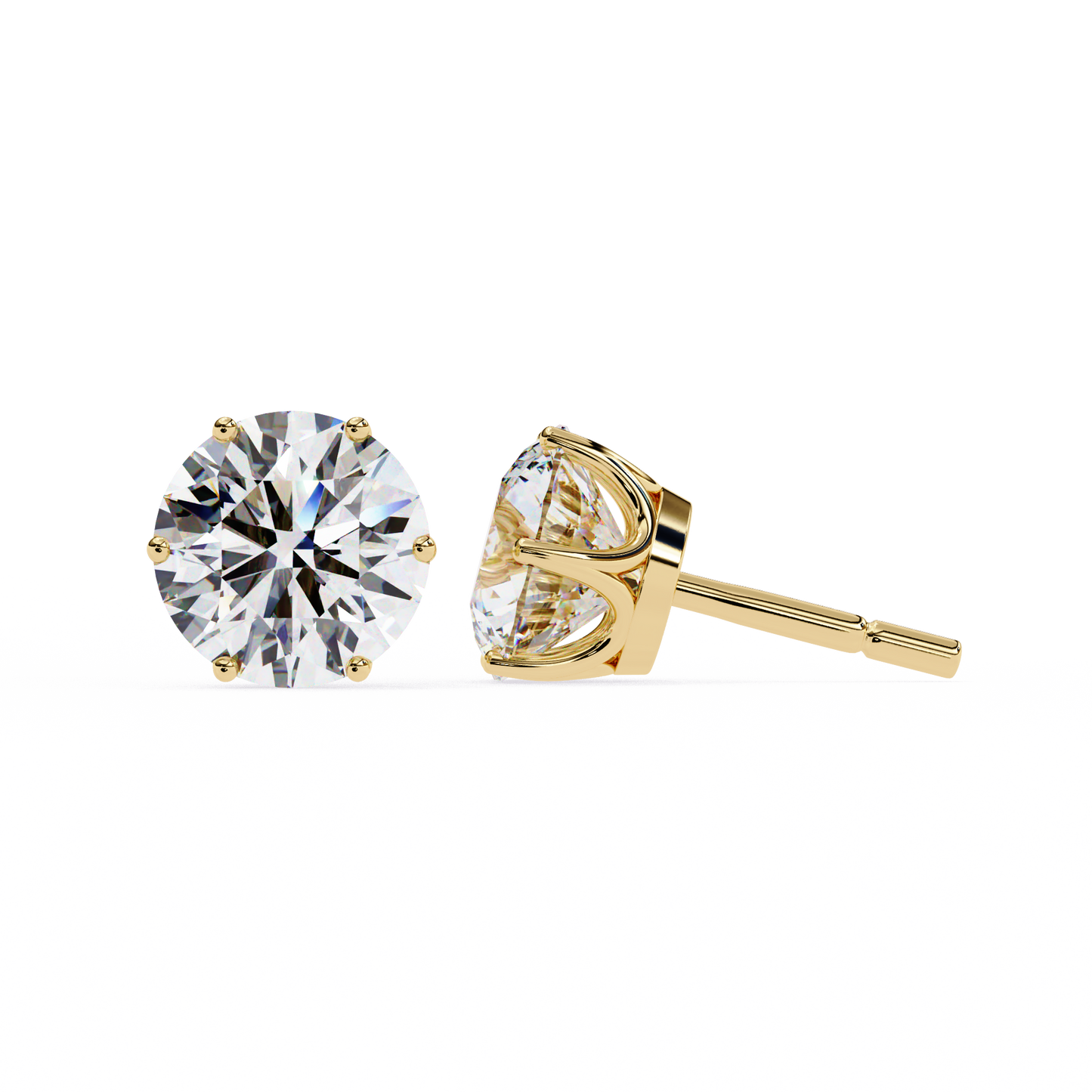 2.57Ct Round Cut Diamond 6 Prong Set 14k Solid White Gold Statement Dainty Prefect Stud Earring Gift For Women's - HIGHCARAT DIAMONDS