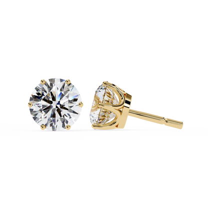 2.57Ct Round Cut Diamond 6 Prong Set 14k Solid White Gold Statement Dainty Prefect Stud Earring Gift For Women's - HIGHCARAT DIAMONDS
