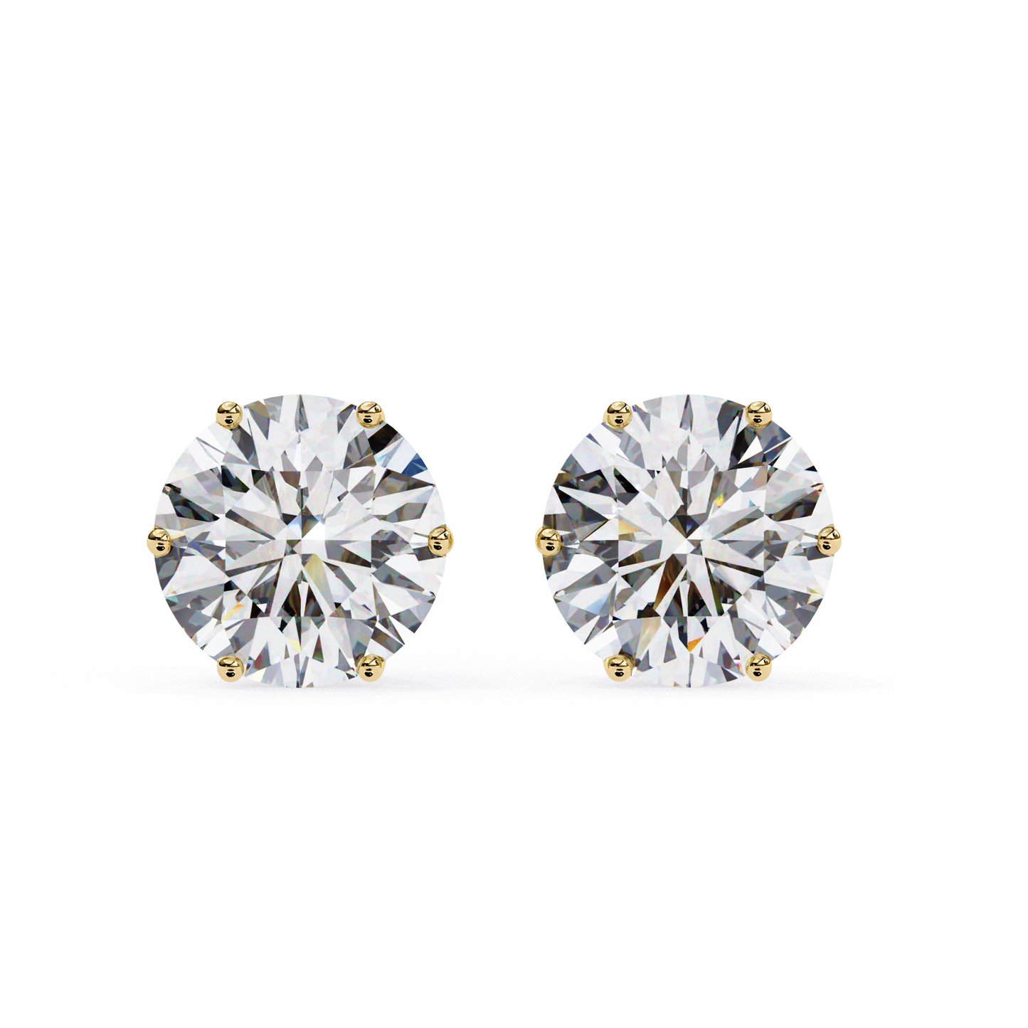2.57Ct Round Cut Diamond 6 Prong Set 14k Solid White Gold Statement Dainty Prefect Stud Earring Gift For Women's - HIGHCARAT DIAMONDS