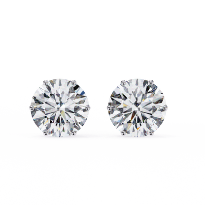 2.57Ct Round Cut Diamond 6 Prong Set 14k Solid White Gold Statement Dainty Prefect Stud Earring Gift For Women's - HIGHCARAT DIAMONDS