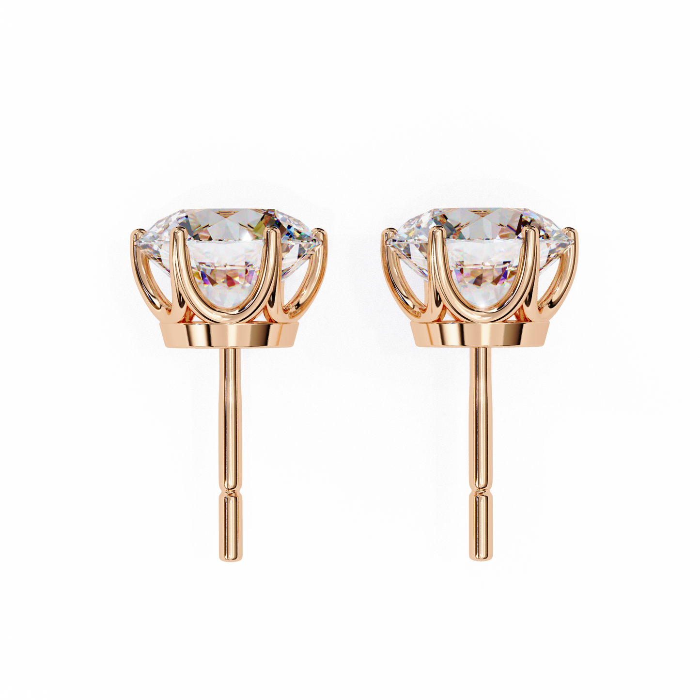 2.57Ct Round Cut Diamond 6 Prong Set 14k Solid White Gold Statement Dainty Prefect Stud Earring Gift For Women's - HIGHCARAT DIAMONDS